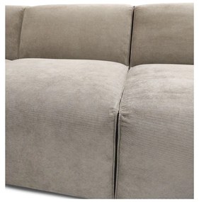 Beżowa sztruksowa sofa modułowa w kształcie litery "U" Scandic Sting, prawostronna