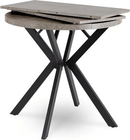 Stół Okrągły Rozkładany DORIAN 80-160 cm Beton/Czarny Loft