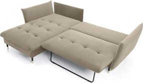 Narożnik GLAM Lewostronny z funkcją spania, zestaw z poduszkami wolnostojący tkanina RIVIERA 16 Beżowy DOMO HOME