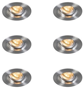 Zestaw 6 okrągłych, regulowanych reflektorów wpuszczanych, aluminiowych - Chuck