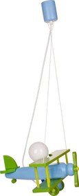 Niebiesko-zielona dziecięca lampa wisząca samolot - S199 B2-C07