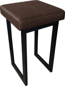 Taboret Solid podstawa metalowa stołek loft Eko-skóra : Kolor Stelaża - Czarny , Kolor tkaniny - EKO-SKÓRA - 2D, Typ tkaniny - Eko-skóra , Wysokość - 60 cm