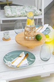 Ceramiczne kubki z bambusowymi podkładkami, 4 szt., 130 ml