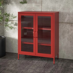 Witryna przeszklona niska czerwona: Modern GINA, 800 x 1015 x 400 mm