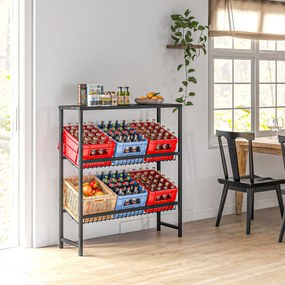 HOMCOM Regał magazynowy, regulowana wysokość, solidna metalowa konstrukcja, design oszczędzający miejsce, udźwig 210 kg, czarny