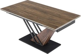 Stół Rozkładany Prostokątny REX 160-220 cm Ceramiczny Ciemny Brąz/Czarny do Jadalni Nowoczesny Loft