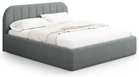 Ciemnoszare tapicerowane łóżko dwuosobowe ze schowkiem ze stelażem 140x200 cm Juno – Windsor &amp; Co Sofas