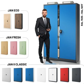 Szafa biurowa metalowa na akta antracytowo-niebieska JAN II, 1150 x 1850 x 400 mm