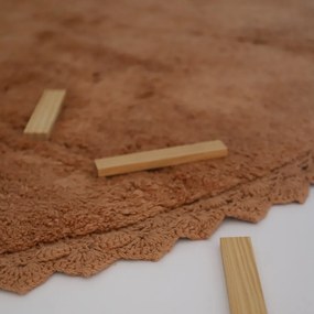 Ceglasty bawełniany okrągły dywan tkany ręcznie odpowiedni do prania ø 110 cm Perla Toffee – Nattiot