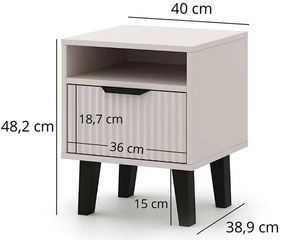 Szafka nocna ryflowana z szufladą i półką kaszmir + dąb artisan P2-A29
