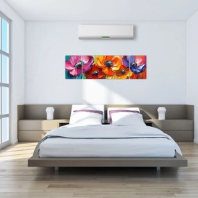 Obraz - Pięć kolorowych kwiatów (170x50 cm)
