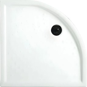 Półokrągły biały brodzik "Matera" z ceramiki antypoślizgowej z podniesionymi krawędziami 80x80 cm