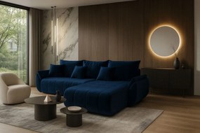 Błękitna Nowoczesna Kanapa Z Szezlongiem H6-D61