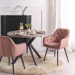 Krzesło Tapicerowane do Salonu VIKI Różowe Welurowe Nowoczesne Loft