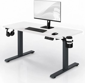Biurko elektryczne z regulacją wysokości ergonomiczne antracytowo-białe, 1400x700 mm: ARIA