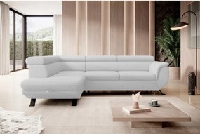 Narożnik RAVEN L Lewostronny wolnostojący z funkcją spania tkanina ARAGON 01 Biały WERSAL