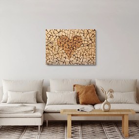 Obraz na szkle - Serce z drewna (70x50 cm)