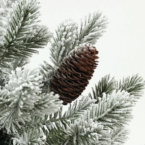 HOMCOM Choinka z szyszkami, pokryta śniegiem, niepalna, stabilna, Ø60 x 100H cm, Zielony/Złoty | Aosom PL