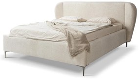 Beżowe tapicerowane łóżko dwuosobowe ze stelażem 160x200 cm Makana – Makamii