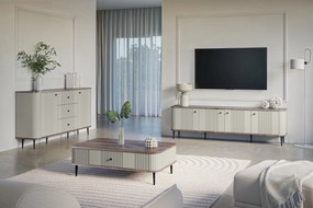Szafka RTV Vesper 4D 187 cm - kaszmir / orzech / czarne nogi