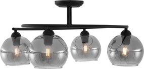Nowoczesna lampa sufitowa czarna z dymionym szkłem, 4 źródła światła - Alanis