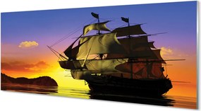 Szkło do Kuchni na Ścianę Statek na tle Nieba i Morza