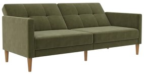 Zielona aksamitna rozkładana sofa 207 cm Lilly – Støraa