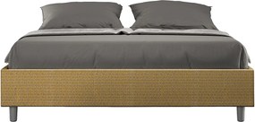 Łóżko wyposażone w stelaż z listwami z pojemnikiem tapicerowane 160x190 tkaniny Labirinto 06 Żółty Azelia