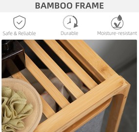 HOMCOM Kosz na Pranie z Bambusa 3 Wyjmowane Kosze Naturalny Szary 50x32x697cm | Aosom PL