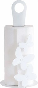 Uchwyt stołowy na papier toaletowy Butterfly z białej stali, na jedną rolkę, nowoczesny design, made in Italy
