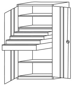 Kovona Metalowa szafa warsztatowa, 1950x950x500 mm, 2 półki, 5 szuflad