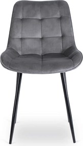 Zestaw Stół Okrągły Rozkładany HARRY 102-142 cm Dąb Artisan/Czarny i 4 Krzesła Tapicerowane CHRIS Szare Nowoczesne