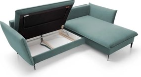 Narożnik GLOSS Prawostronny z funkcją spania, zestaw z poduszkami wolnostojący tkanina RIVIERA 80 Jasny szary WERSAL