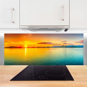 Szkło do Kuchni na Ścianę Blask Słońca na Morskiej Tafli