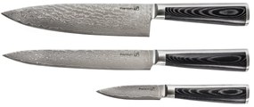 Zestaw noży G21 Damascus Premium w bambusowym bloku, pudełko, 3 szt. + kamień do ostrzenia