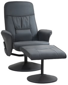 HOMCOM Fotel Masujący z Podnóżkiem, Ergonomiczne Krzesło z 10 Punktami Wibracji, Skóra Ekologiczna, 76 x 81 x 105 cm, Ciemnoszary