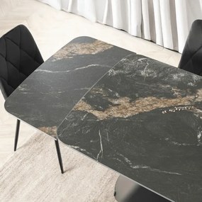 Stół Rozkładany Prostokątny VERONA 160-240 cm Ceramiczny Czarny Marmur/Czarny Loft