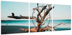 Obraz -  Wyłowiono na plaży (z zegarem) (90x30 cm)