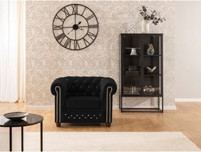 Czarny aksamitny fotel typu chesterfield York Blik – Ropez