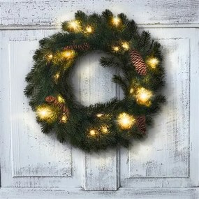 Solight 1v239 Świąteczny wieniec LED 15 diod LED, ciepła biała, śr. 40 cm