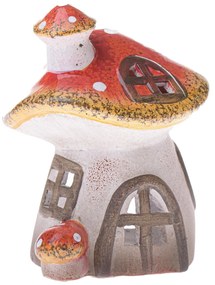 Świecznik ceramiczny Domek muchomorek, 13,2 x 16,3 x 13 cm