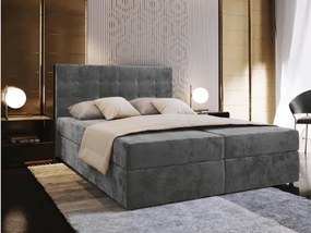 Tapicerowane łóżko kontynentalne GLORIEN VELVET 160x200 cm szare Materac: Materac sprężynowy Bonell
