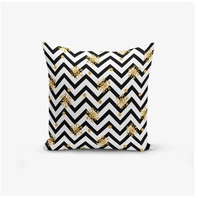 Zestaw 3 poszewek na poduszki Minimalist Cushion Covers BW With Hint Of Gold, 45x45 cm