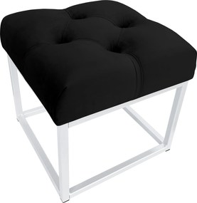 Pufa CHESTERFIELD tkanina Welur loft ławka podnóżek metal : Kolor Stelaża - Biały, Kolor tkaniny - VELVET - MG19, Typ tkaniny - Velvet