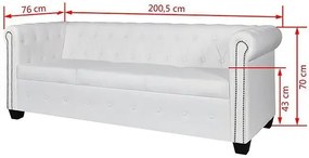 3-osobowa biała sofa w stylu Chesterfield - Charlotte 3Q