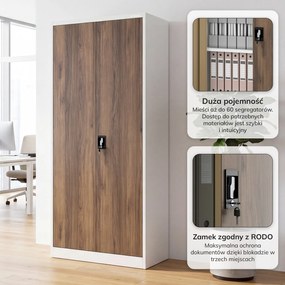 Szafa na dokumenty biurowa metalowa biała / orzech: Eco Design JAN H 900 x 1950 x 400 mm