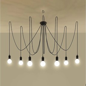 Żyrandole loft Speis, tkanina/stal - 7 źródło światła 3000K - L.300 x H.150 cm - czarny