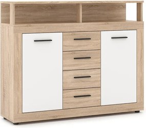 Komoda Dwudrzwiowa z Szufladami BLAGO MIDI B 119,5 cm Dąb Sonoma/Biały Nowoczesna