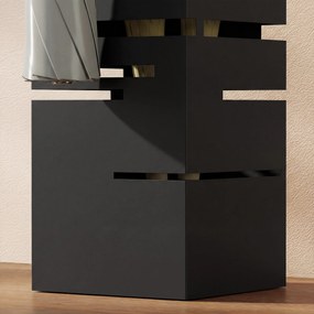 HOMCOM Stojak na parasole z metalu z wyjmowaną tacką ociekową i 4 haczykami 15,5 x 15,5 x 49 cm, Czarny | Aosom PL