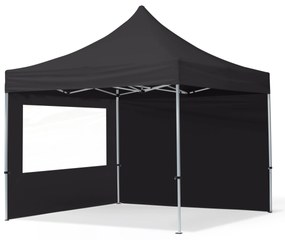 TOOLPORT 3x3 m Namiot Ekspresowy, ECONOMY Alu 32mm, ze ścianami bocznymi, okna panoramiczne, czarny - (59015)